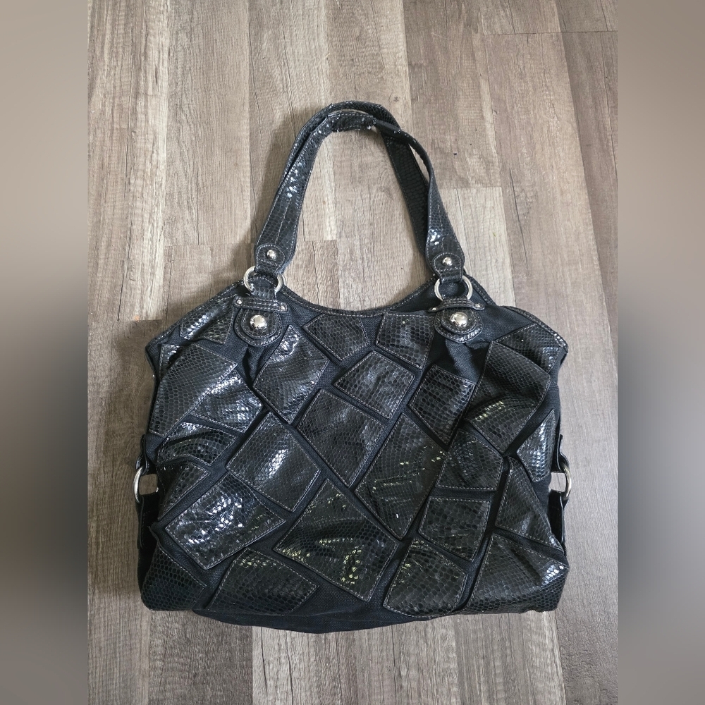 NINE WEST Vintage 90s Y2K Hobo Patchwork Boho Western Canvas Shoulder Bag